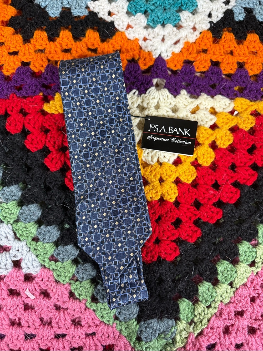Jos. A. Bank Blue Geometric Silk Tie